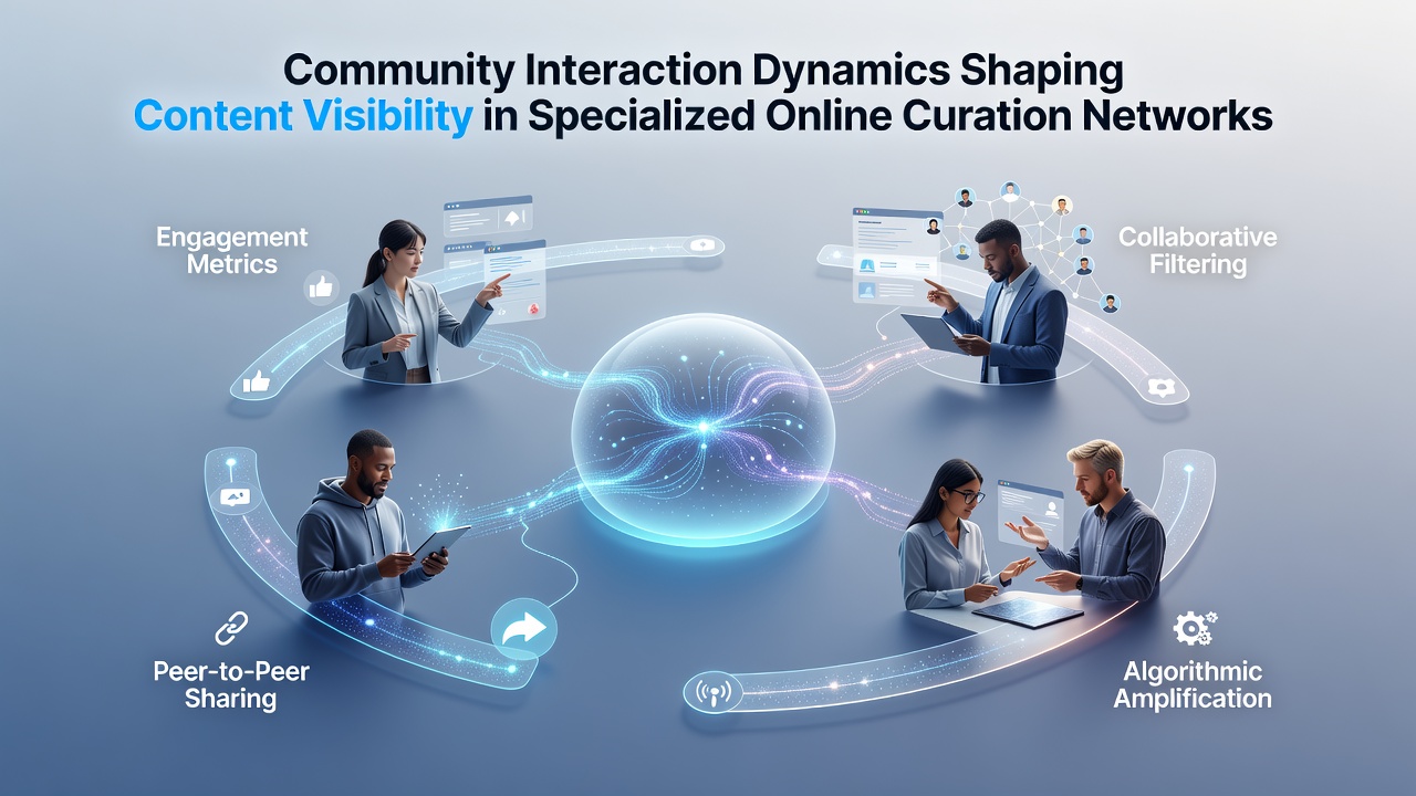 Community Interaction Dynamics Shaping Content Visibility in Specialized Online Curation Networks