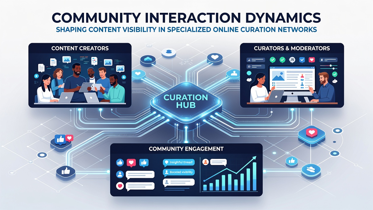 Graph depicting interaction clusters and visibility propagation over time in digital curation environments